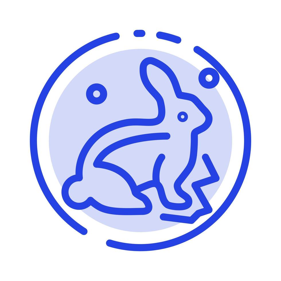 Bunny Rabbit Easter Nature Blue Dotted Line Line Icon vector