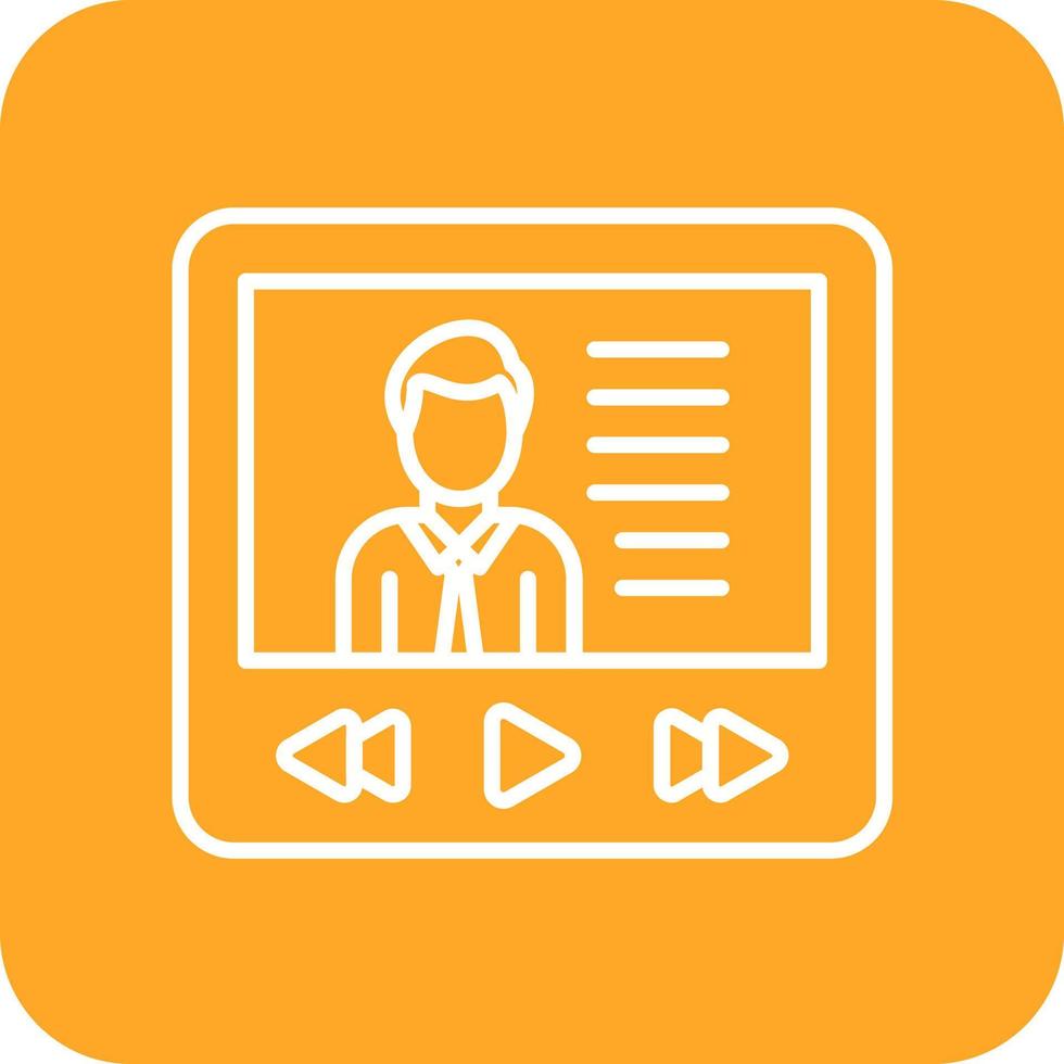 Video Lecture Line Round Corner Background Icons vector