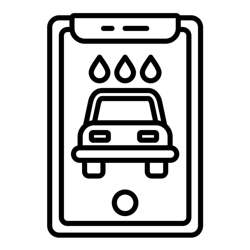 icono de línea de aplicación de lavado de autos vector
