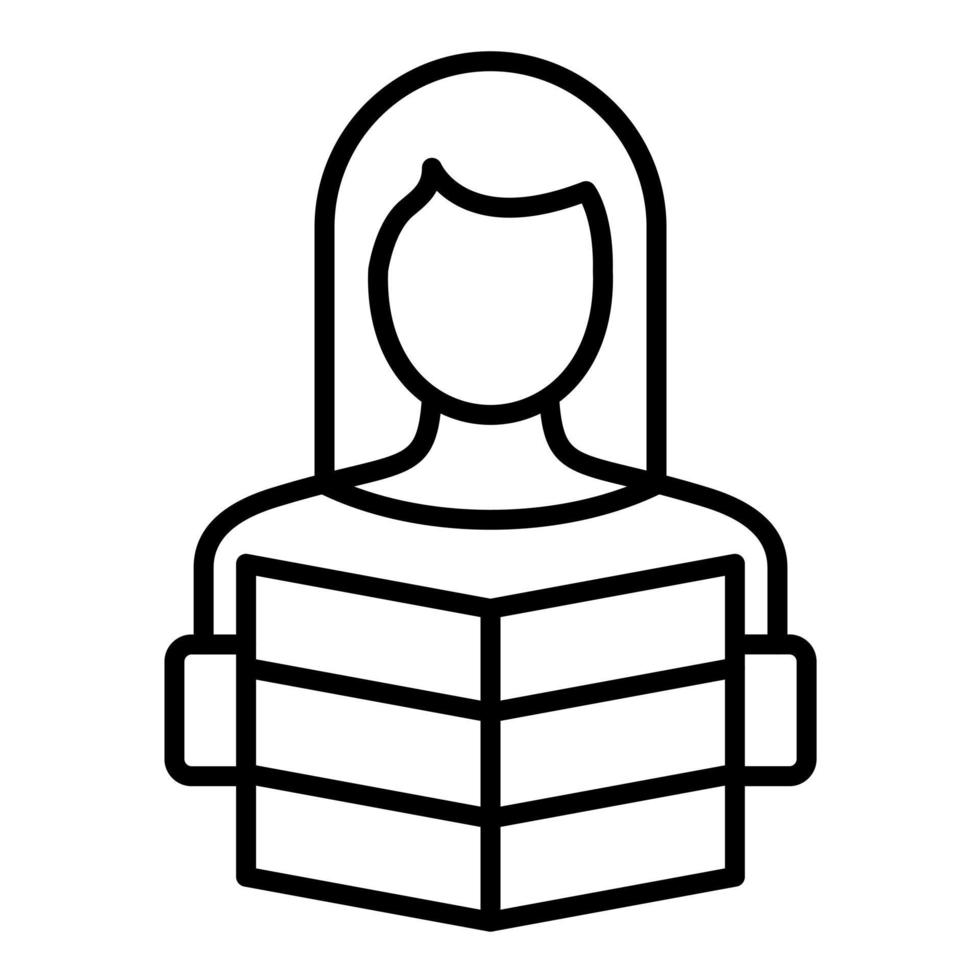 icono de línea de lectura de mujer vector