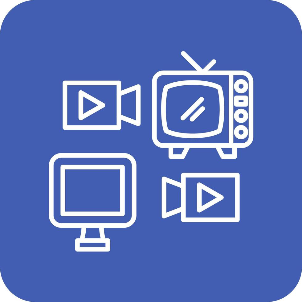 Mass Media Line Round Corner Background Icons vector