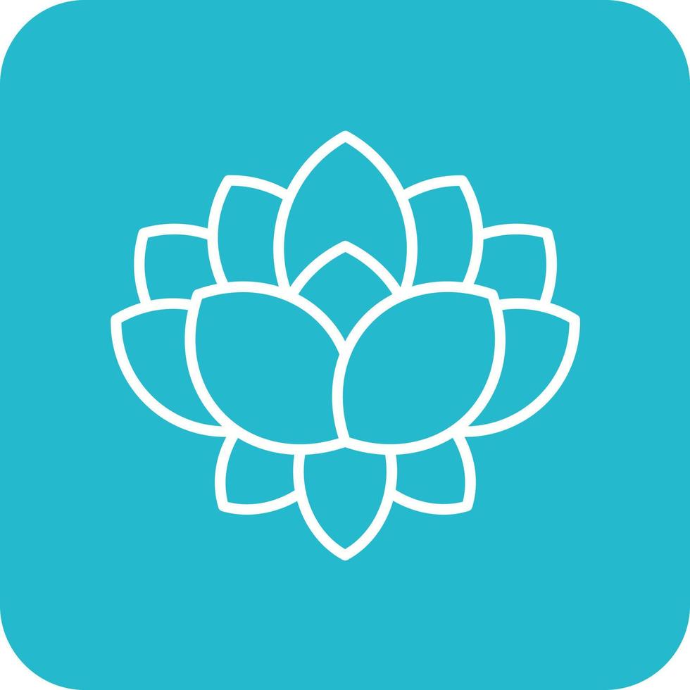 Lotus Flower Line Round Corner Background Icons vector