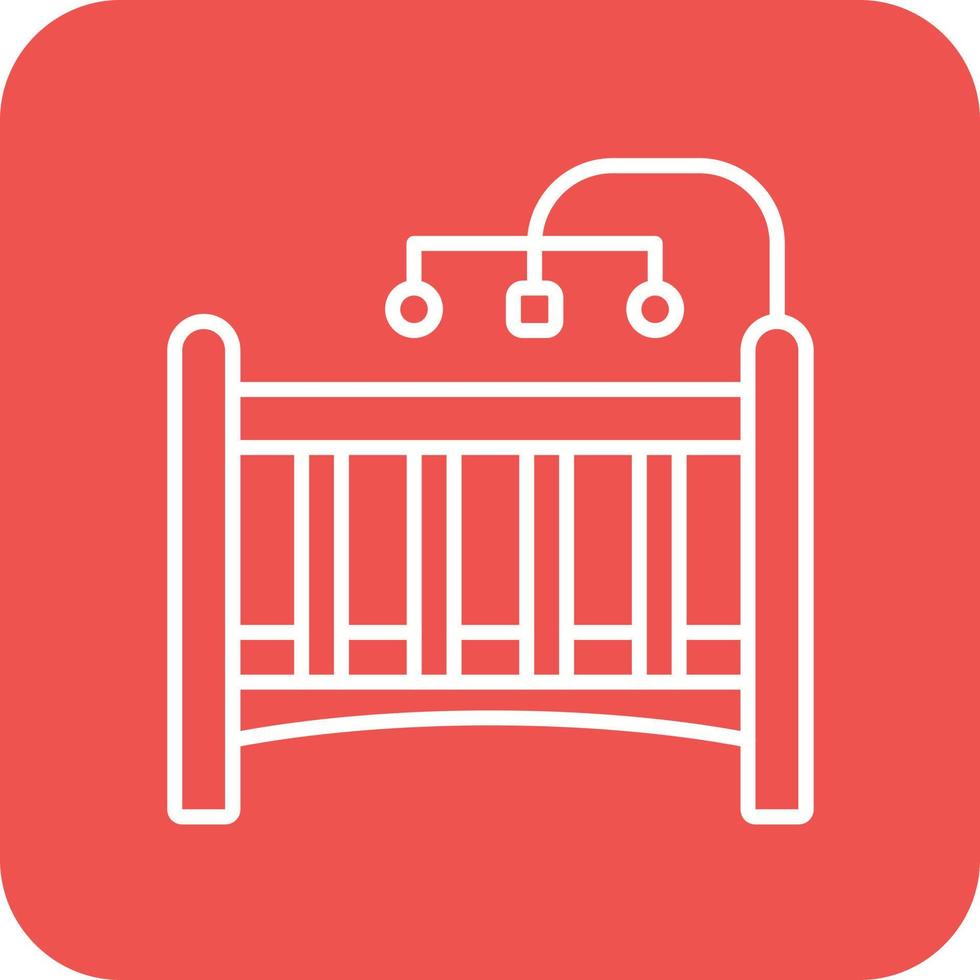 Baby Crib Line Round Corner Background Icons vector