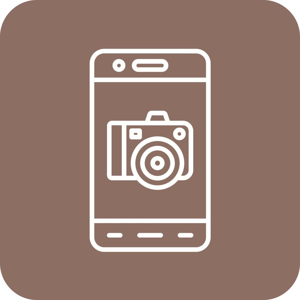 Mobile Camera Line Round Corner Background Icons vector