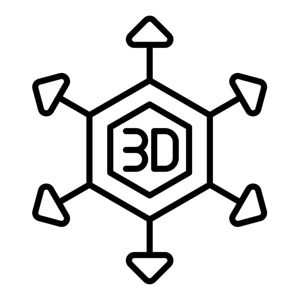 3D Modeling Line Icon vector