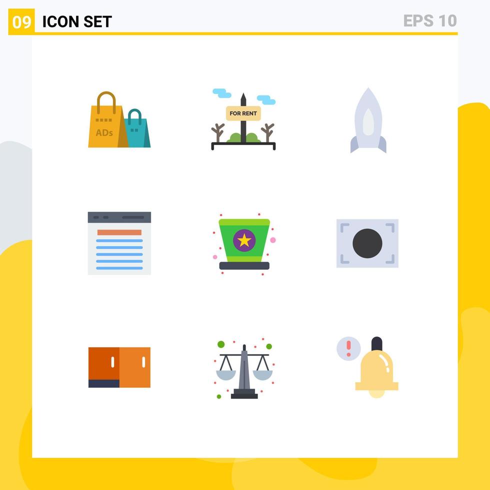 User Interface Pack of 9 Basic Flat Colors of search find for rent add startup Editable Vector Design Elements
