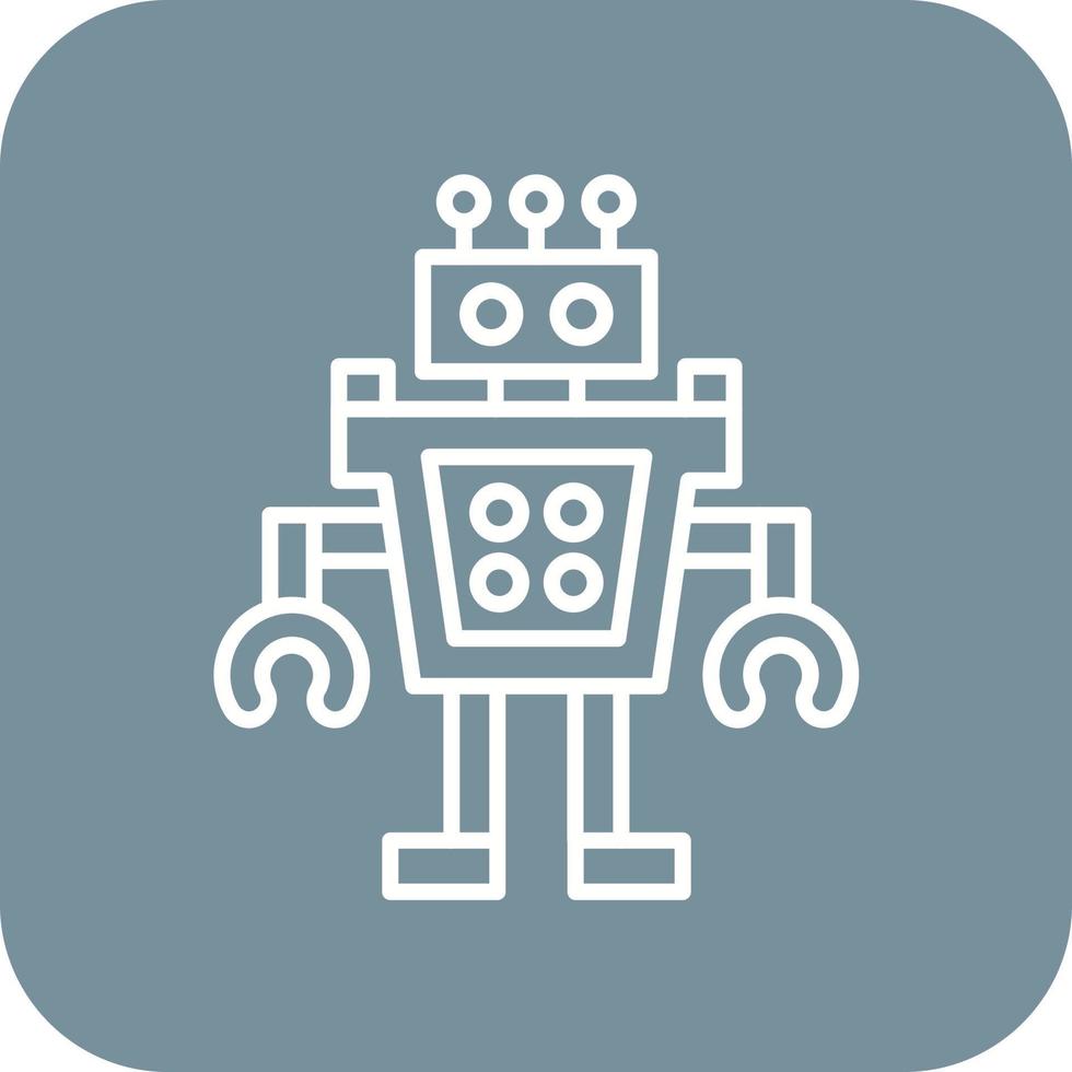 Humanoid Robot Line Round Corner Background Icons vector