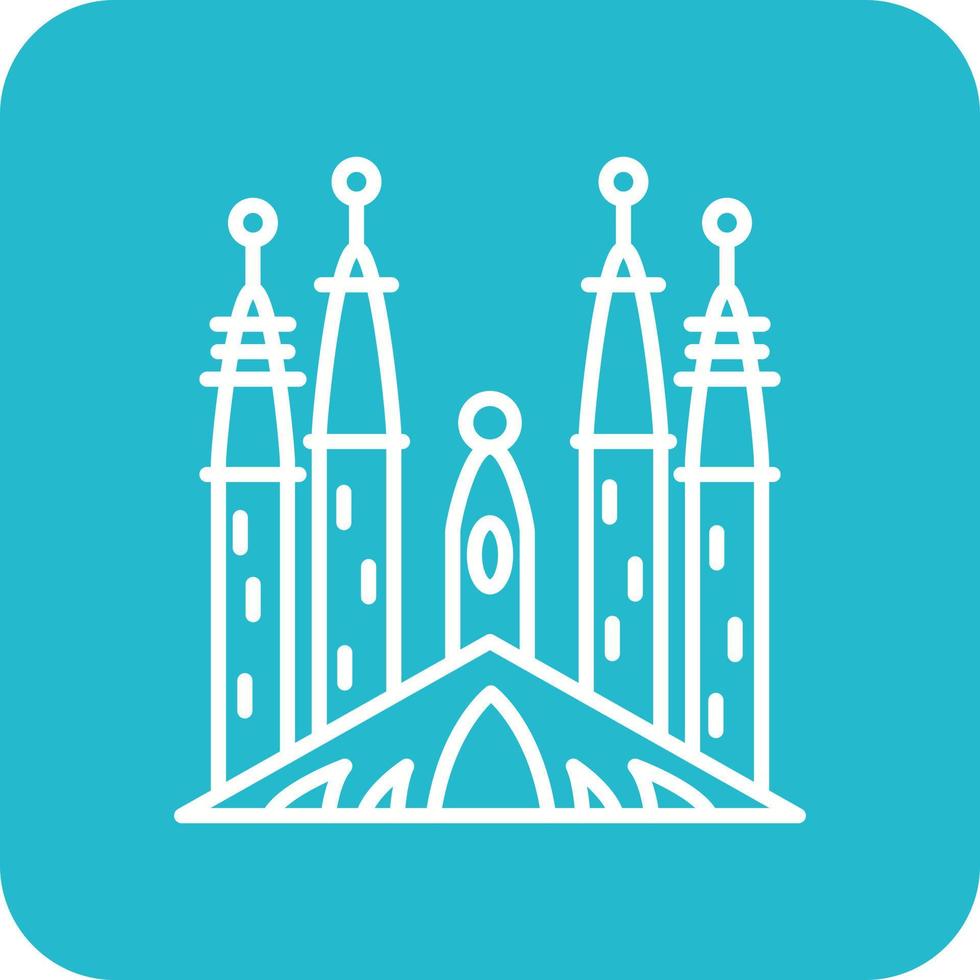 Sagrada Familia Line Round Corner Background Icons vector