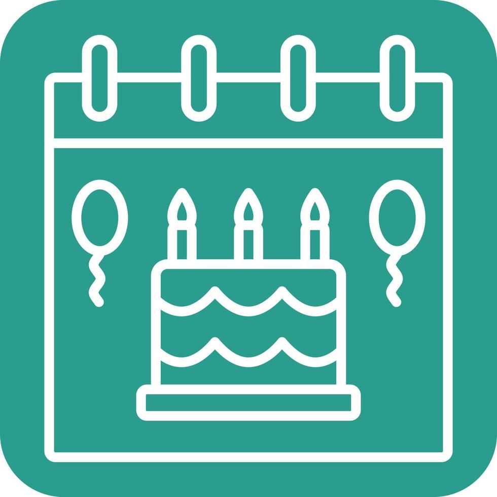 Birthday Event Line Round Corner Background Icons vector