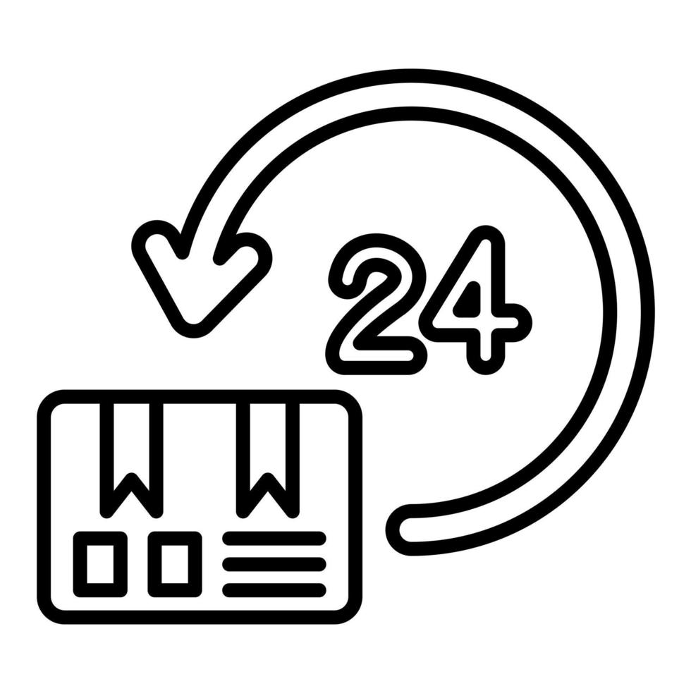 icono de línea de entrega de 24 horas vector