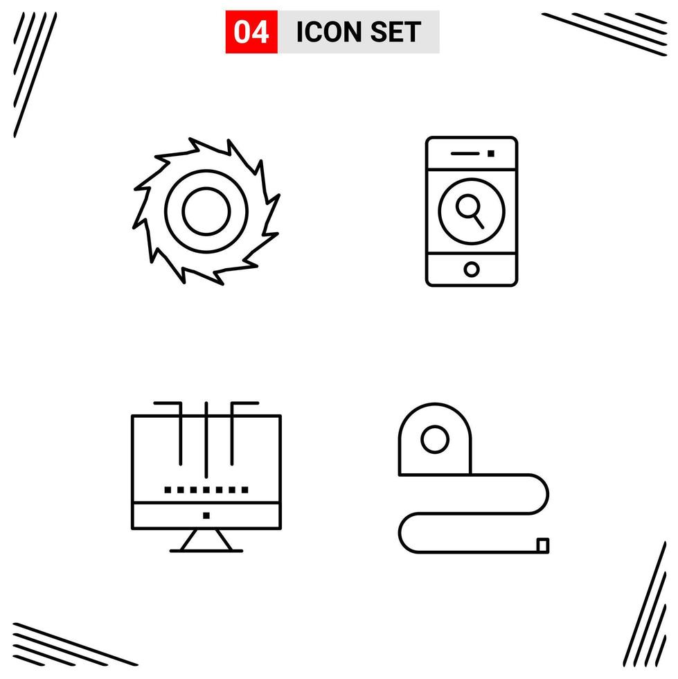 4 Icons Line Style Grid Based Creative Outline Symbols for Website Design Simple Line Icon Signs Isolated on White Background 4 Icon Set vector