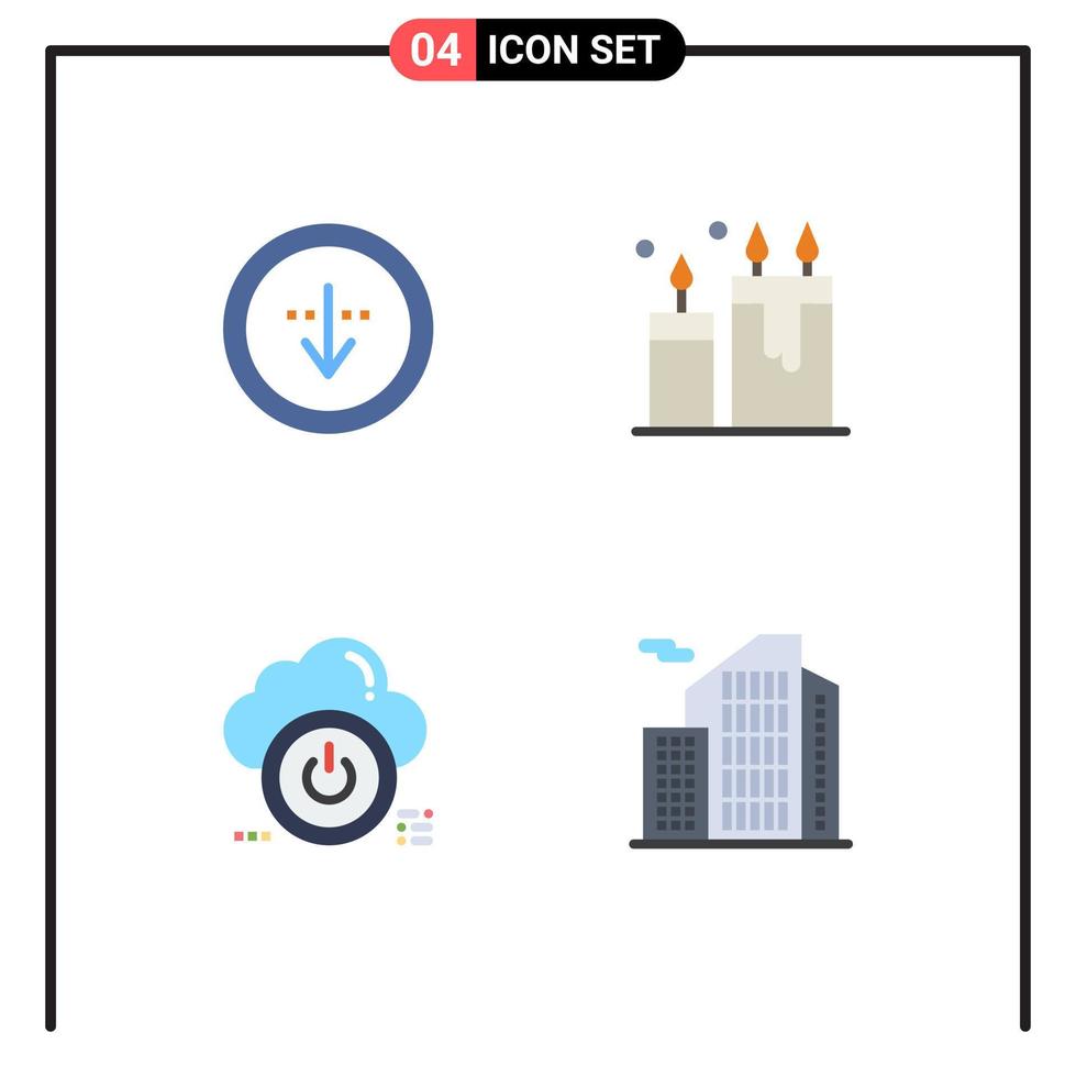 Set of 4 Modern UI Icons Symbols Signs for direction spa import candles close Editable Vector Design Elements