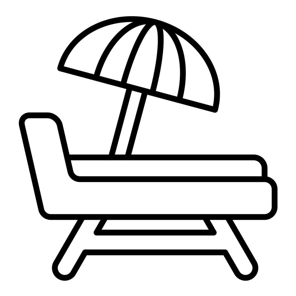icono de línea de silla de playa vector