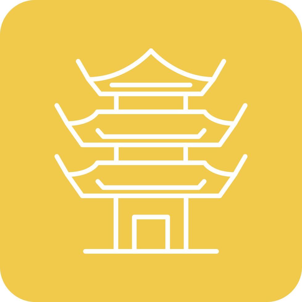 Pagoda Line Round Corner Background Icons vector