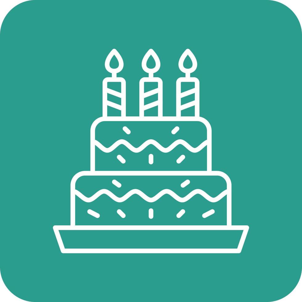 iconos de fondo de esquina redonda de línea de pastel de cumpleaños vector