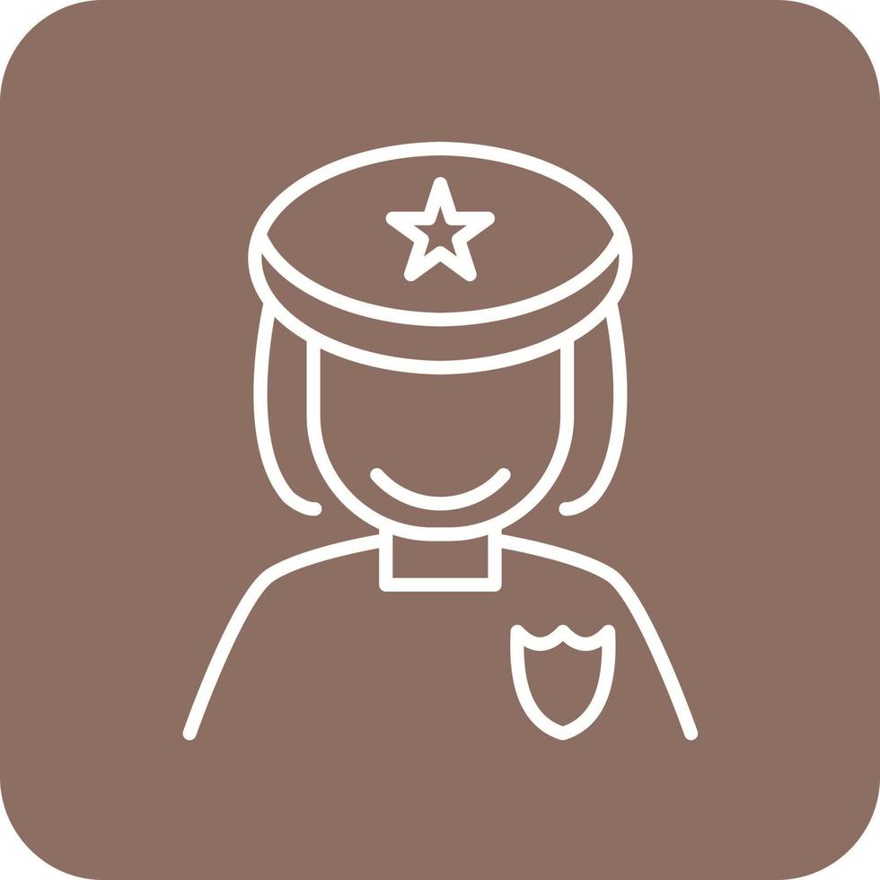 Lady Police Line Round Corner Background Icons vector