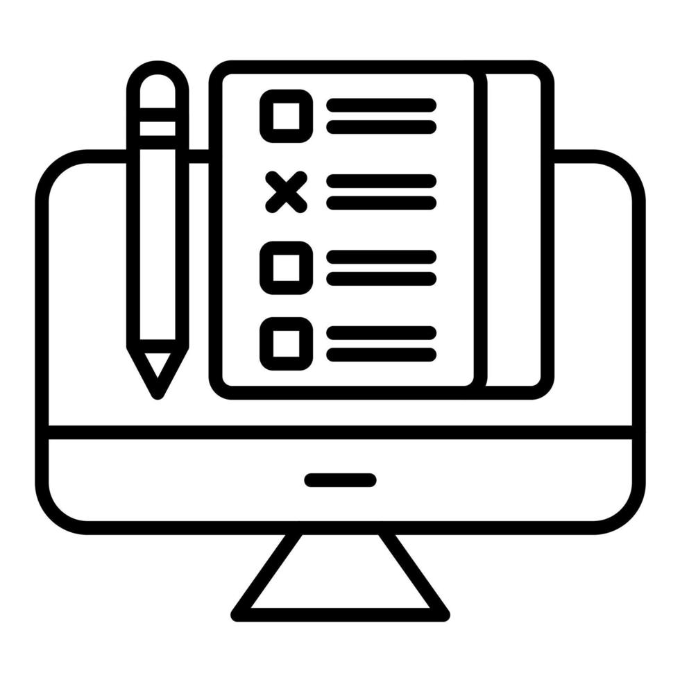 Online Exam Line Icon vector