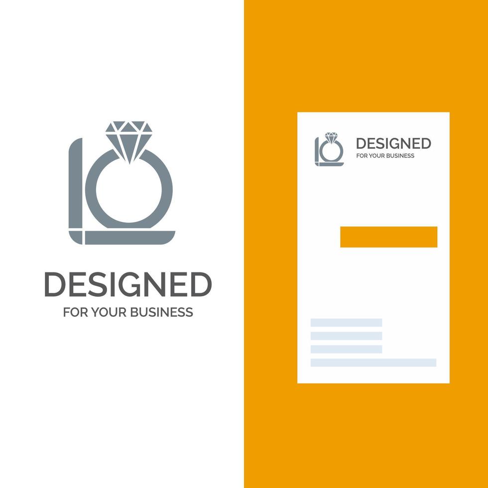 caja de regalo de diamantes de anillo diseño de logotipo gris y plantilla de tarjeta de visita vector
