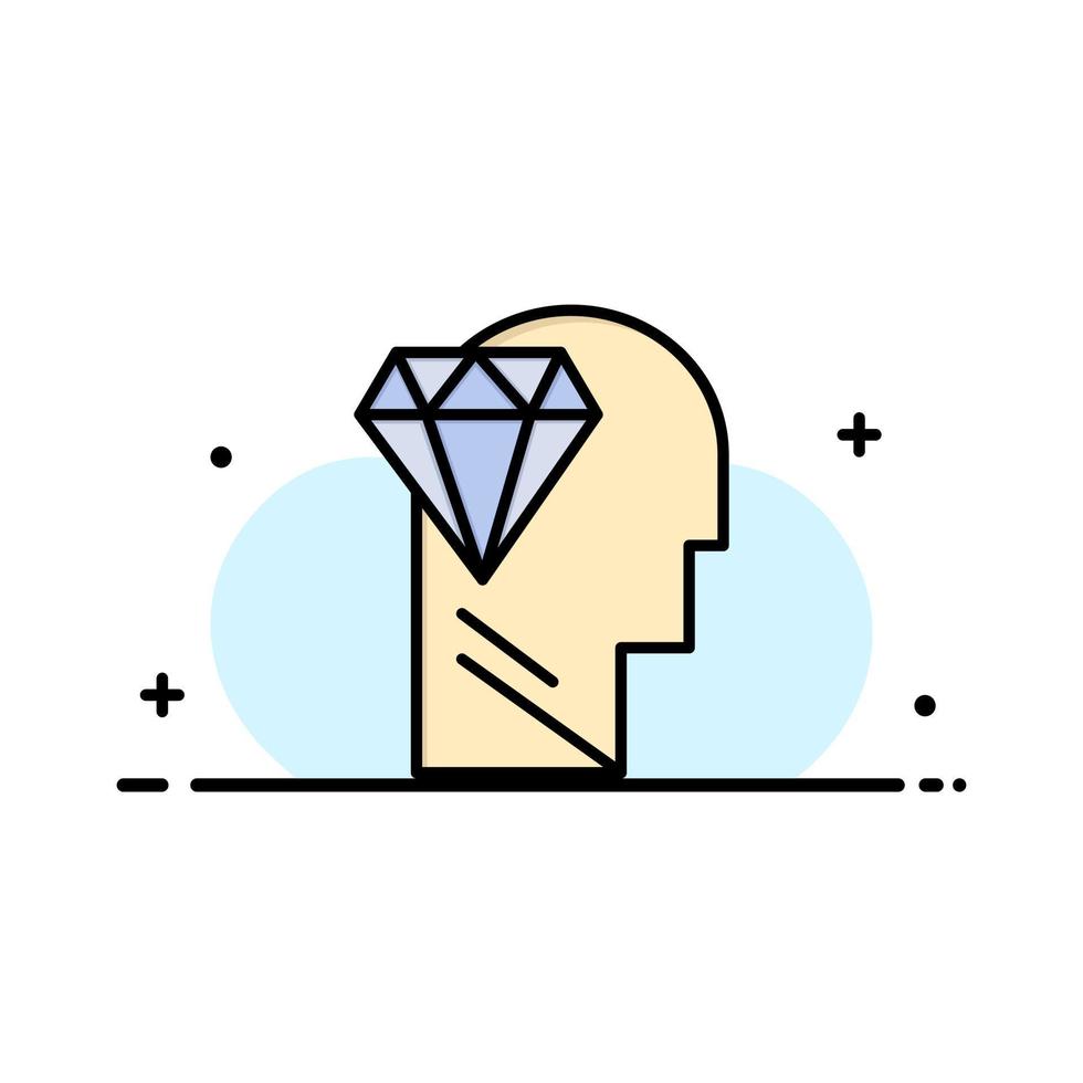 Mind Perfection Diamond Head  Business Flat Line Filled Icon Vector Banner Template