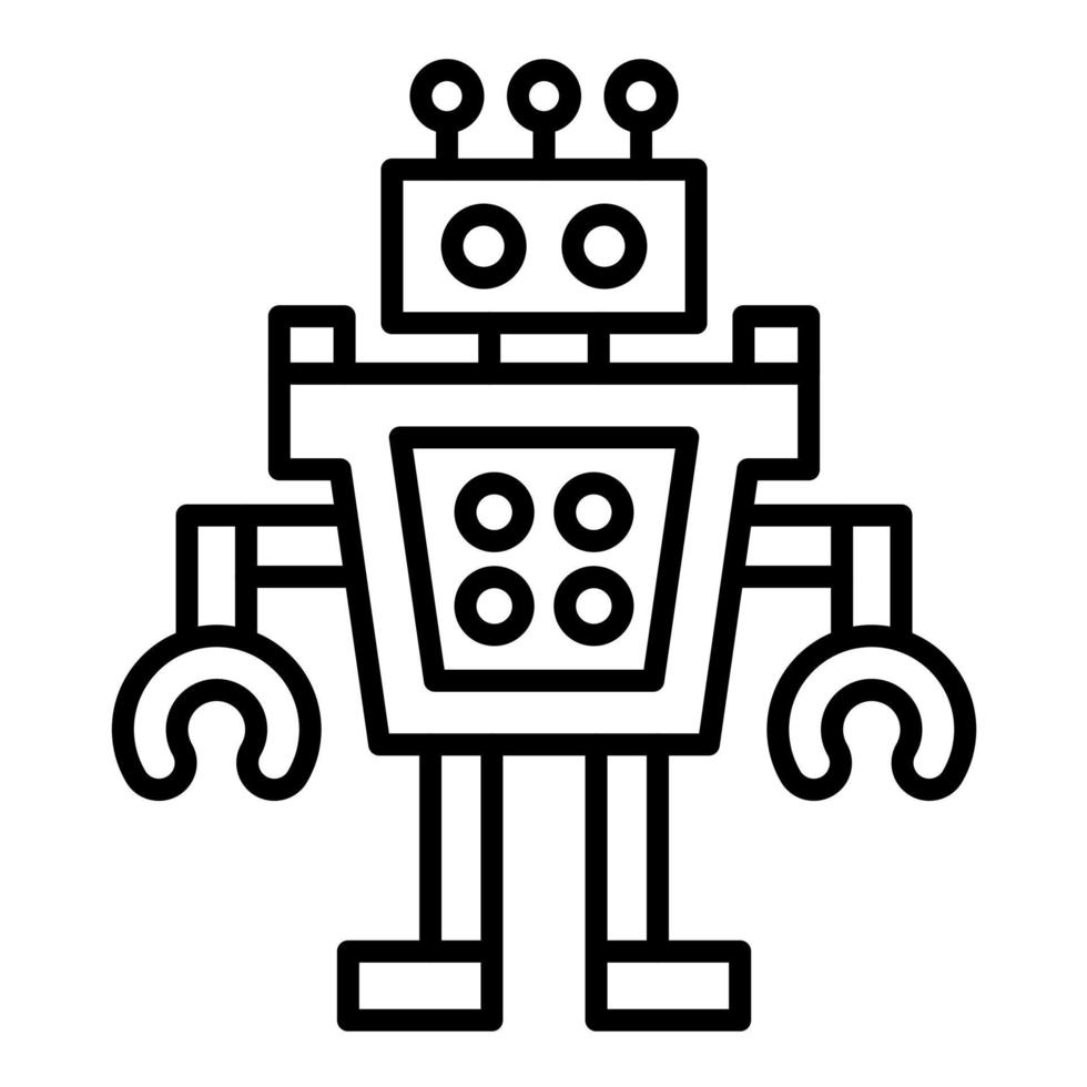 icono de línea de robot humanoide vector