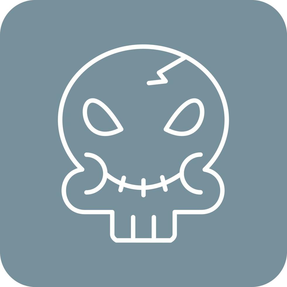 Skull Line Round Corner Background Icons vector