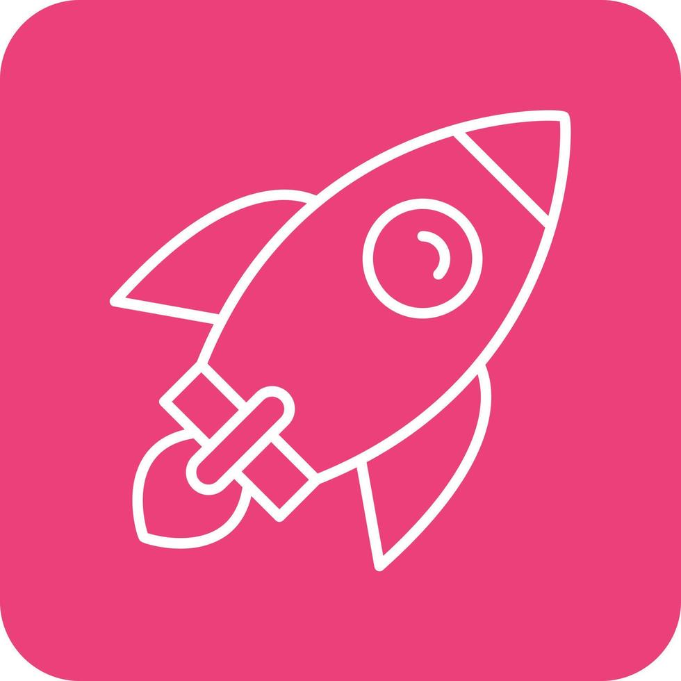 Rocket Line Round Corner Background Icons vector