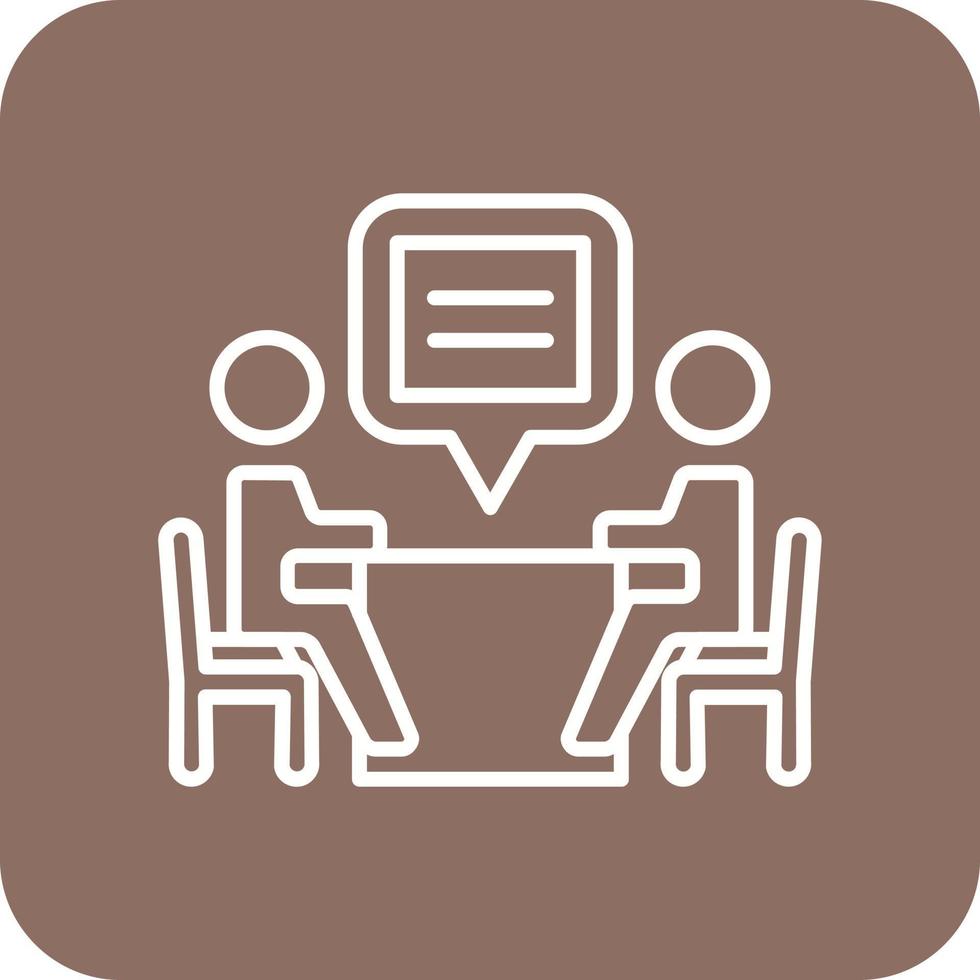 Interview Line Round Corner Background Icons vector