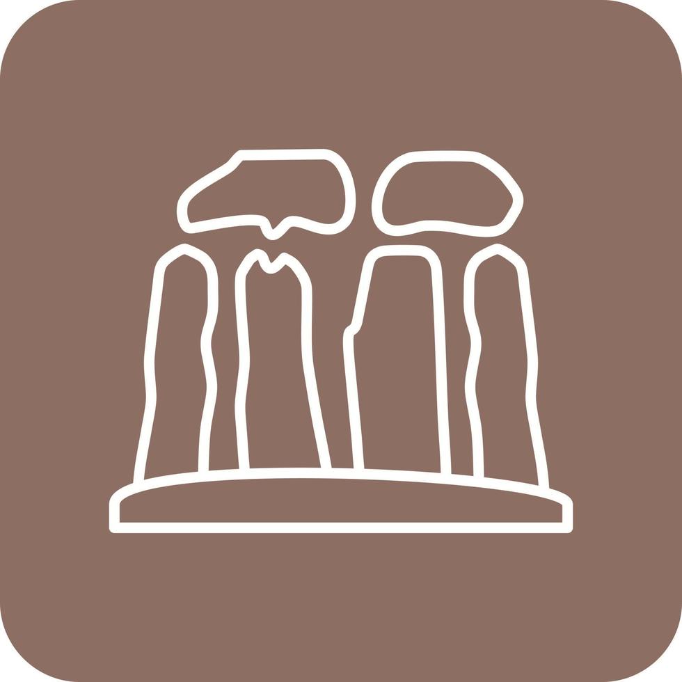 Stonehenge Line Round Corner Background Icons vector