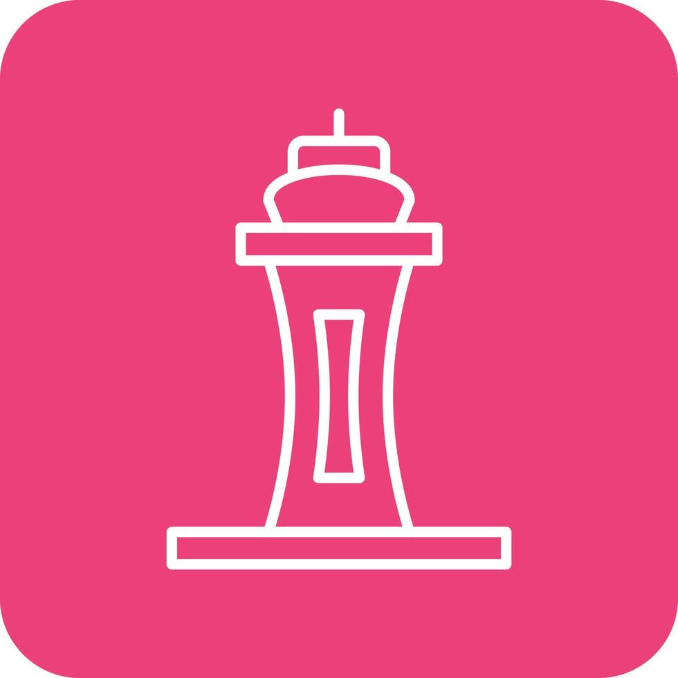 Space Needle Line Round Corner Background Icons vector