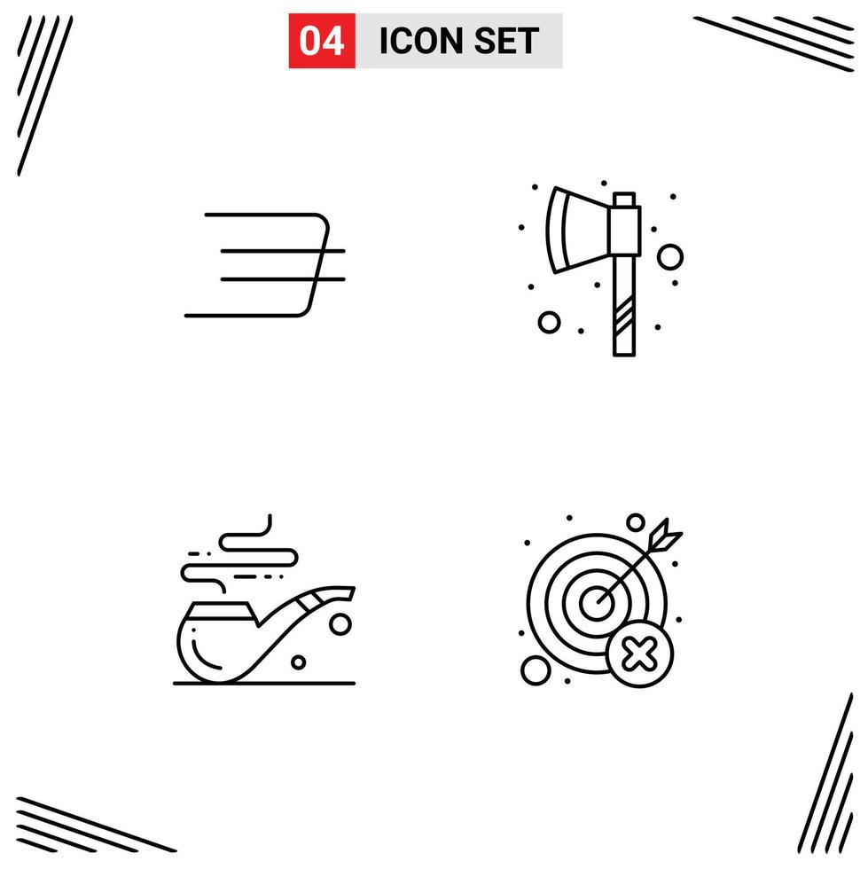 Mobile Interface Line Set of 4 Pictograms of daxx coin fail axe pipe mistake Editable Vector Design Elements