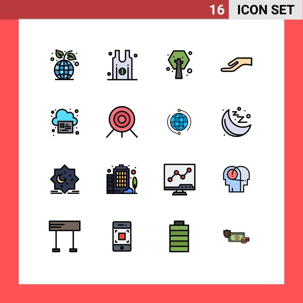 16 Flat Color Filled Line concept for Websites Mobile and Apps print online earth day share alms Editable Creative Vector Design Elements