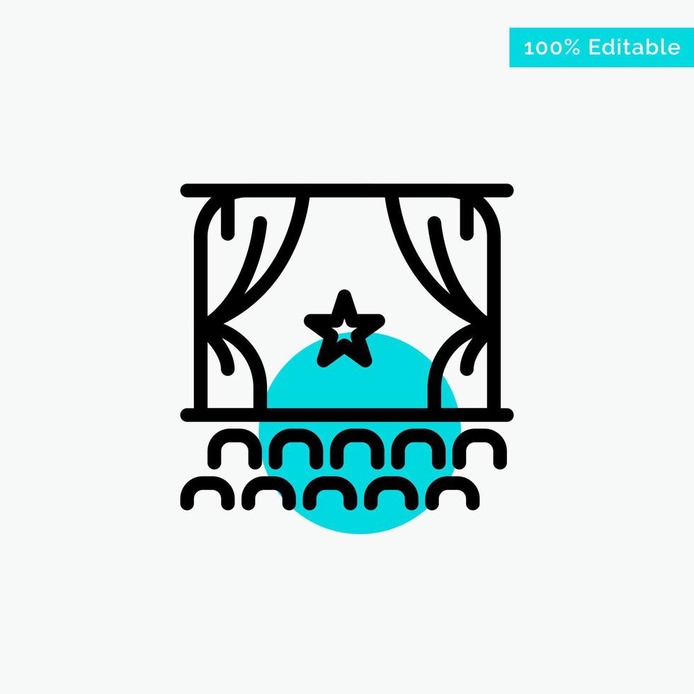 Cinema Debut Film Performance Premiere turquoise highlight circle point Vector icon