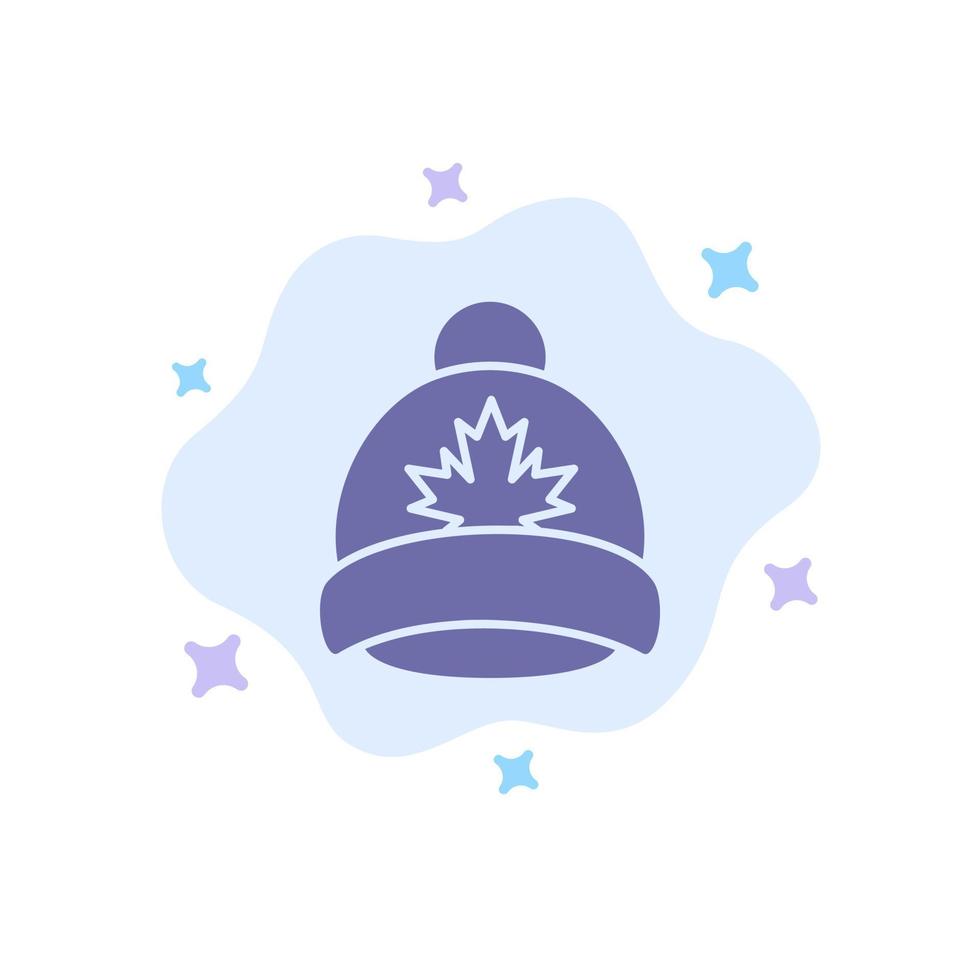 hat cap leaf canadá icono azul sobre fondo de nube abstracta vector