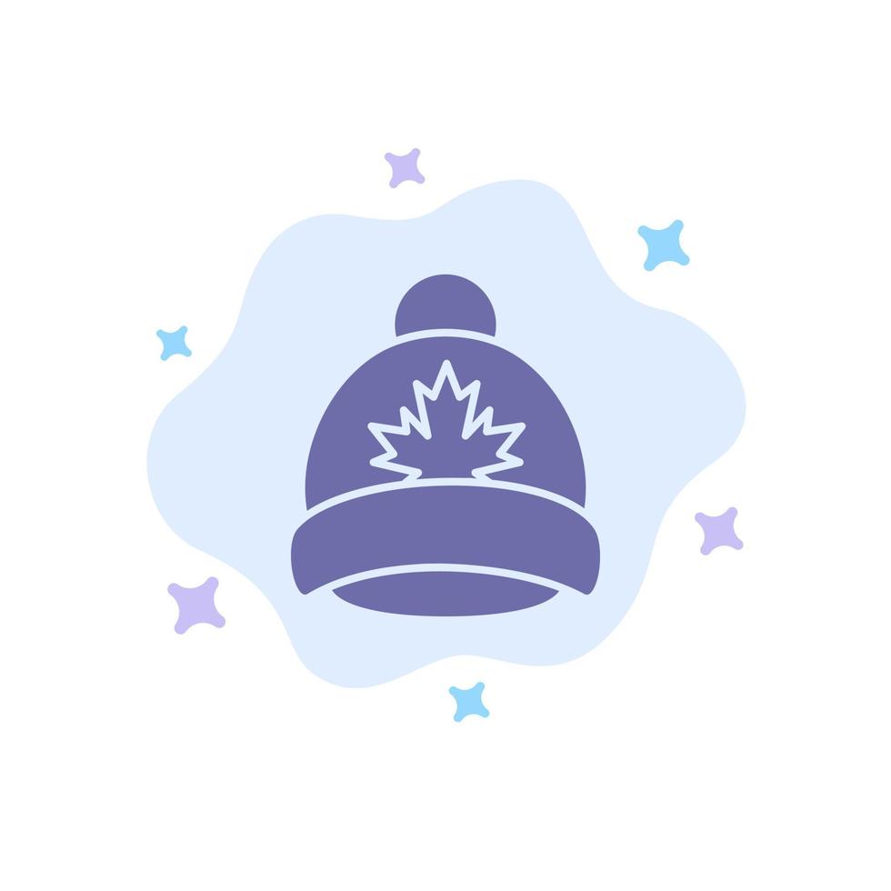 Hat Cap Leaf Canada Blue Icon on Abstract Cloud Background vector