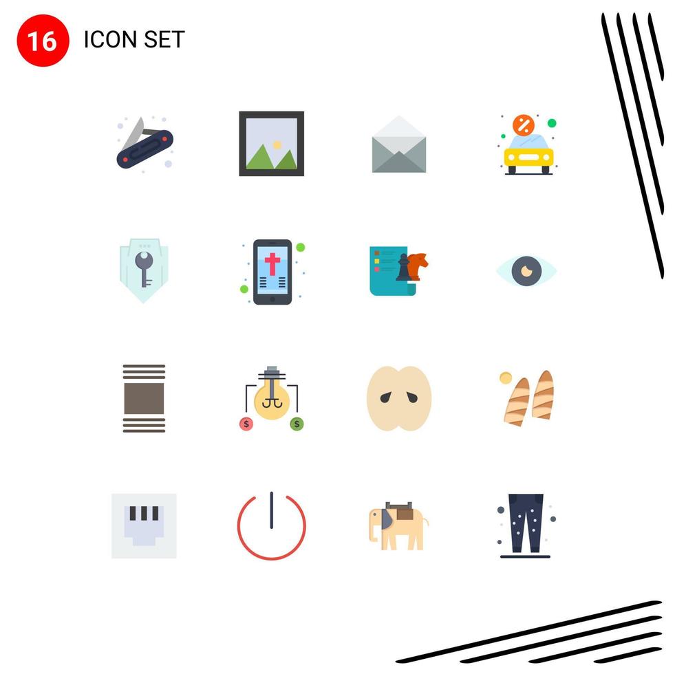 Stock Vector Icon Pack of 16 Line Signs and Symbols for access present email money car Editable Pack of Creative Vector Design Elements