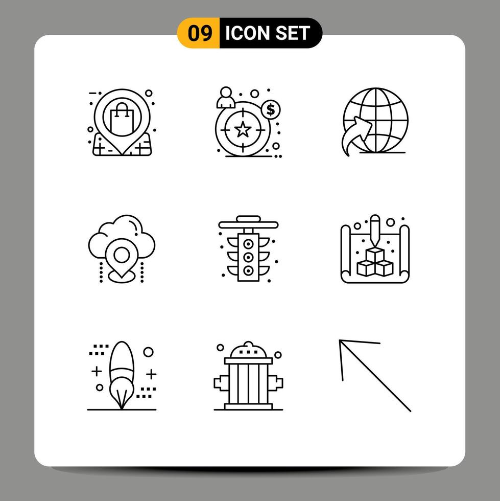 9 Creative Icons Modern Signs and Symbols of life gps arrow map pin Editable Vector Design Elements