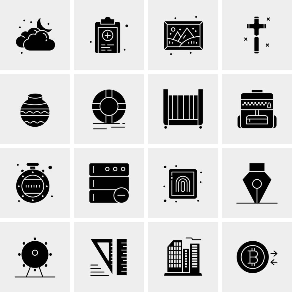 16 iconos de negocios universales vector ilustración de icono creativo para usar en proyectos relacionados con la web y dispositivos móviles