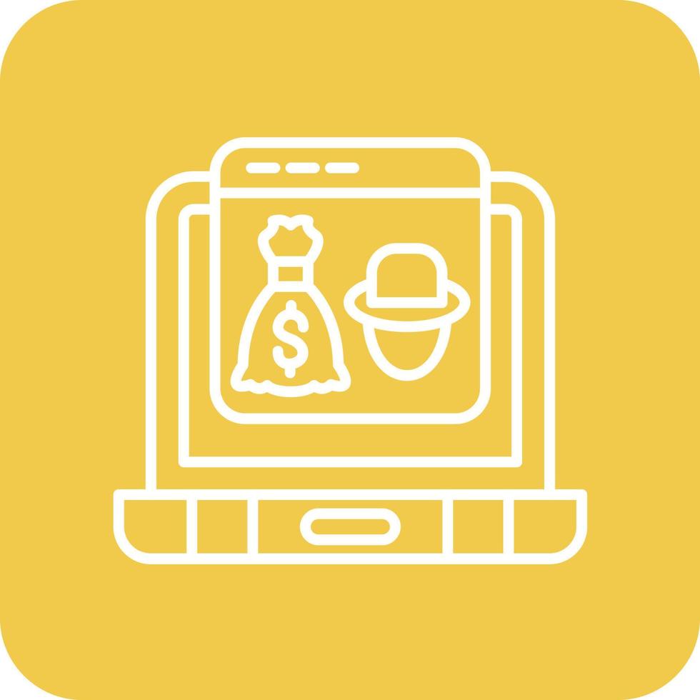 Online Robbery Line Round Corner Background Icons vector