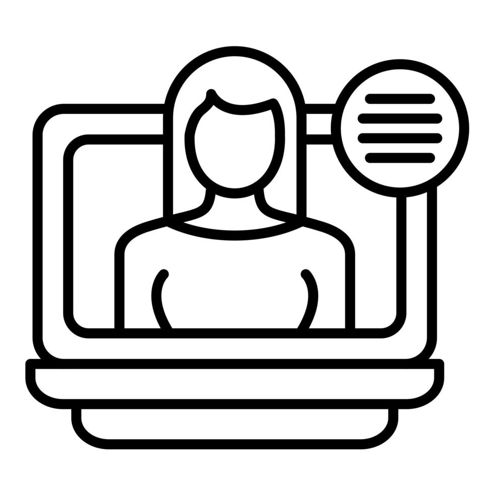 Female Blogger Line Icon vector