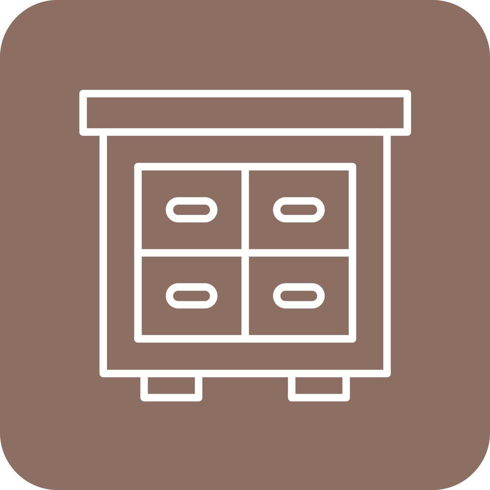 Filing Cabinet Line Round Corner Background Icons vector