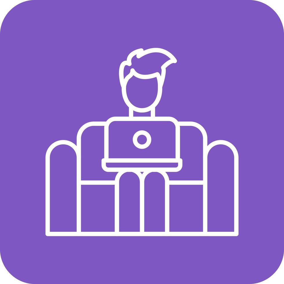Working on Couch Line Round Corner Background Icons vector