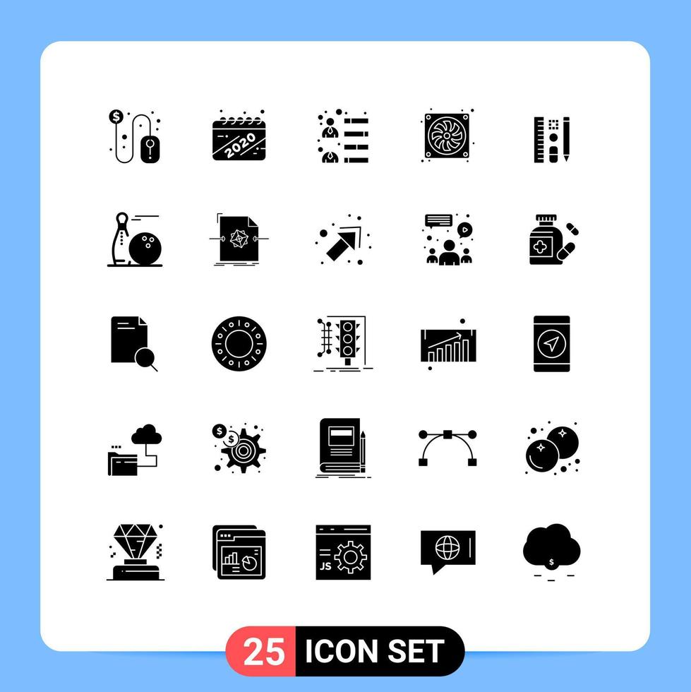 Stock Vector Icon Pack of 25 Line Signs and Symbols for pencil hardware businessman fan casing Editable Vector Design Elements