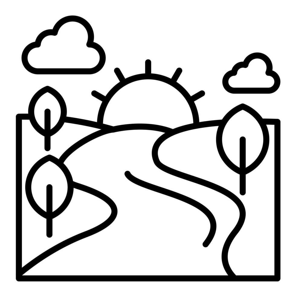 icono de línea de paisaje de río vector