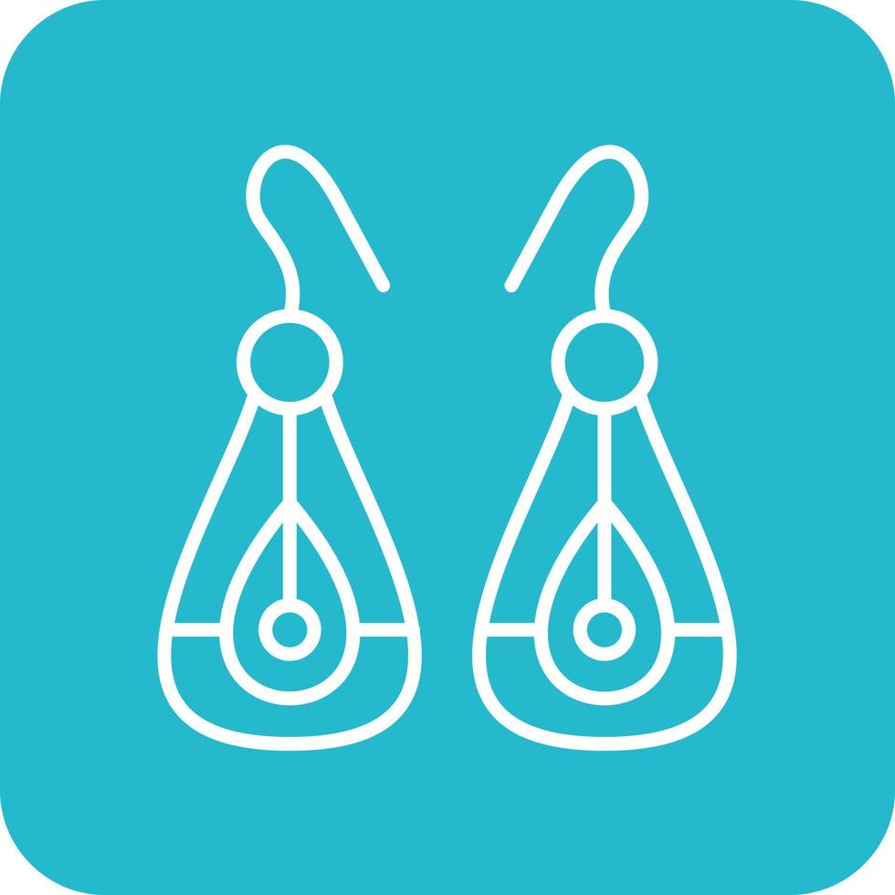 Earrings Line Round Corner Background Icons vector