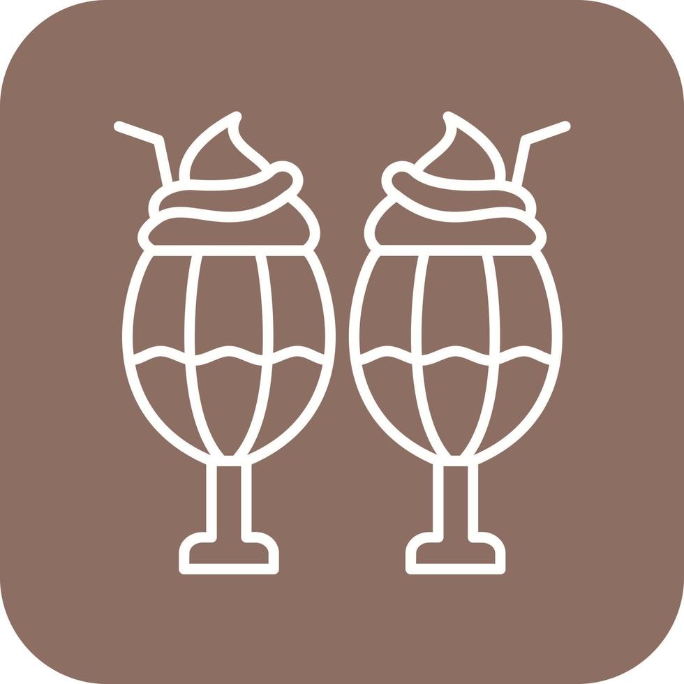 Milkshake Line Round Corner Background Icons vector