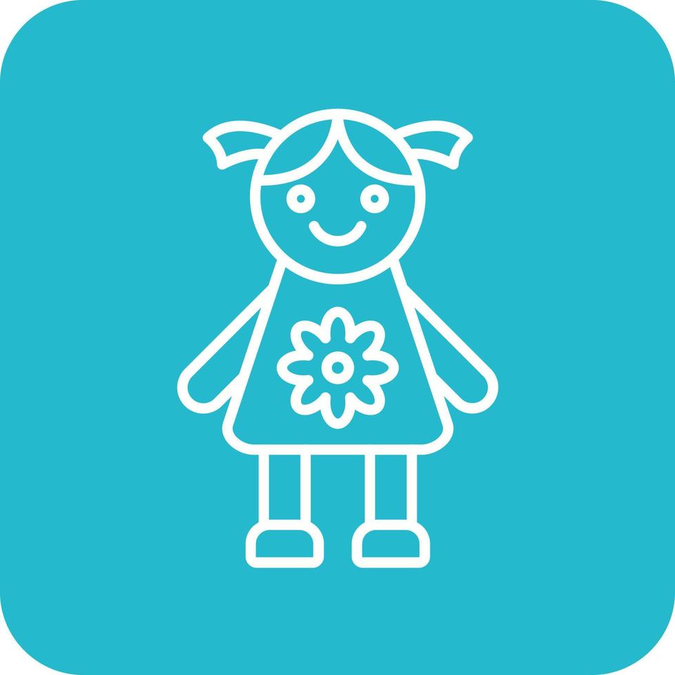Doll Line Round Corner Background Icons vector