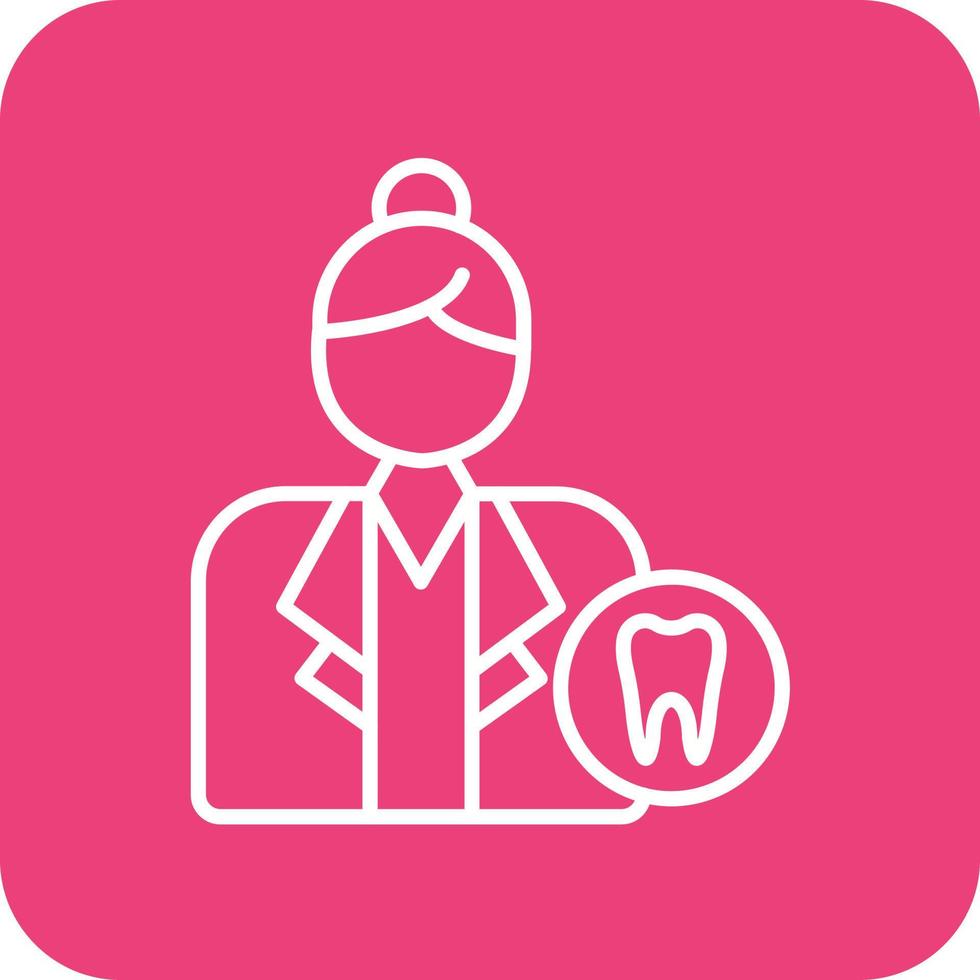 iconos de fondo de esquina redonda de línea de dentista femenino vector