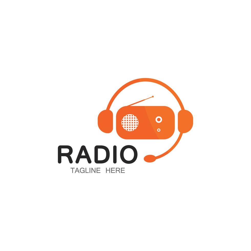 Ilustración de icono de vector de plantilla de logotipo de radio