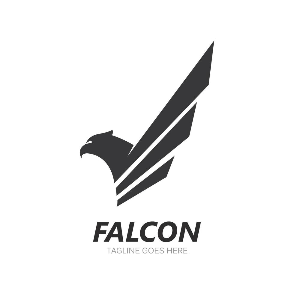 halcón, águila, pájaro, logotipo, plantilla, vector