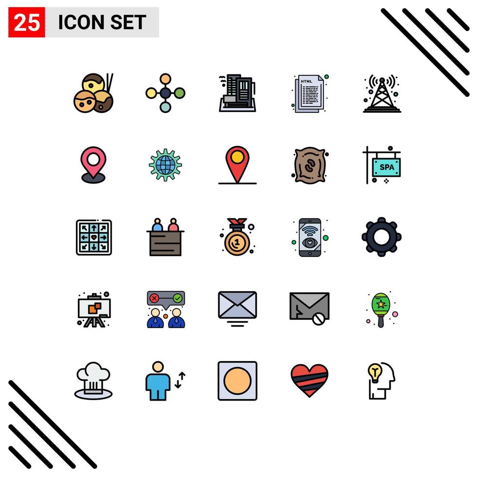 25 Creative Icons Modern Signs and Symbols of antenna web building html coding Editable Vector Design Elements